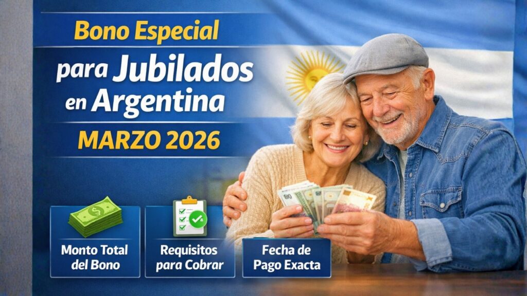 Bono especial para jubilados en Argentina marzo 2026: monto total, requisitos y fecha exacta de pago