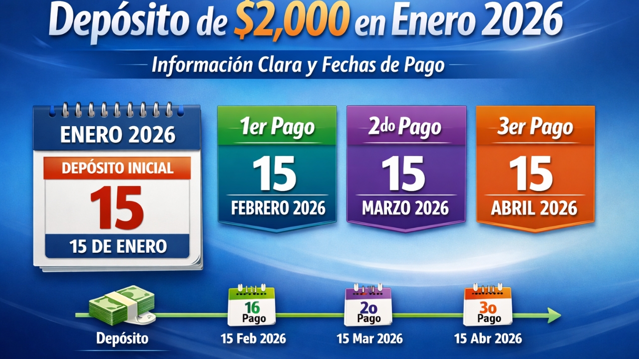 Depósito de $2,000 en enero 2026: información clara y fechas de pago
