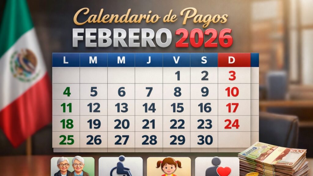 Calendario completo de pagos febrero 2026 para pensionados, con montos exactos